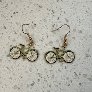 Green Bicycle Earrings